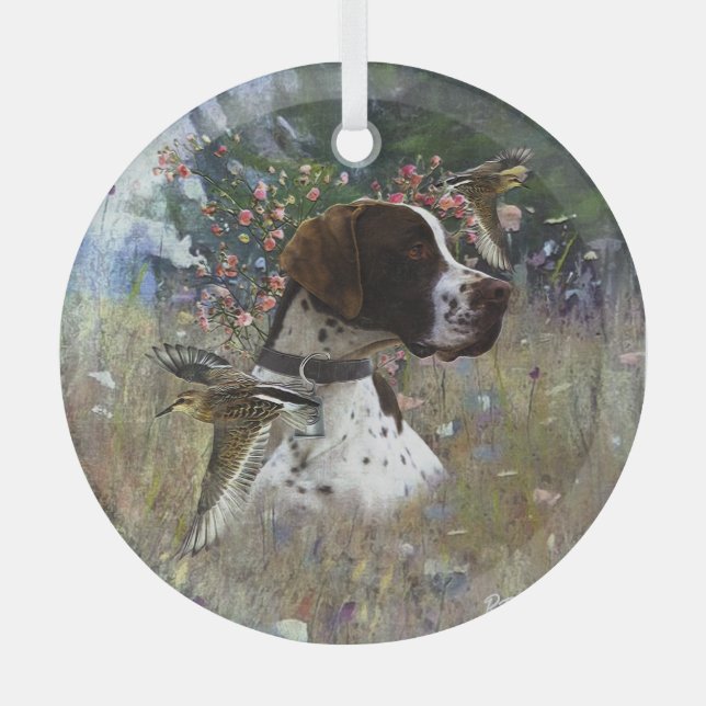 The beautiful pointer  glass ornament (Front)