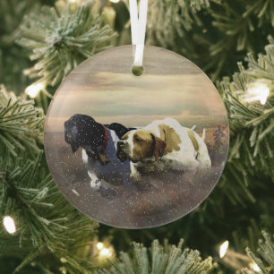 The beautiful pointer  glass ornament