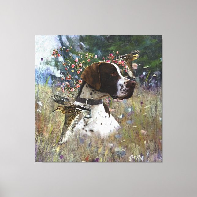 The beautiful pointer in the field  canvas print (Front)