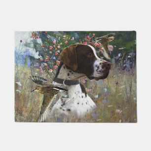 The beautiful pointer in the field doormat