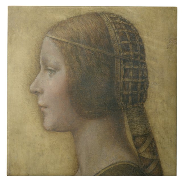 The Beautiful Princess (by Leonardo da Vinci) Ceramic Tile (Front)
