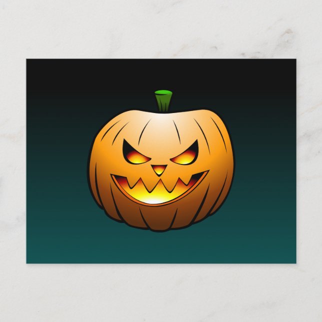 The beautiful pumpkin face Jack O'lantern Holiday Postcard (Front)