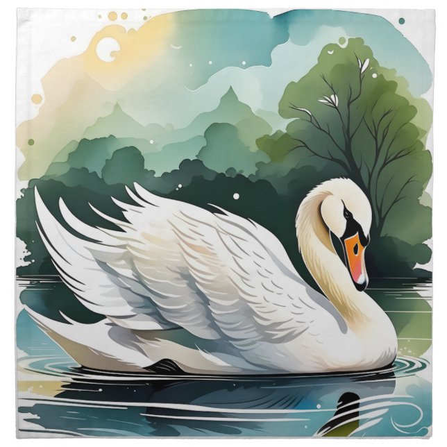 The beautiful swan on the lake is a sight to behol cloth napkin (Front)