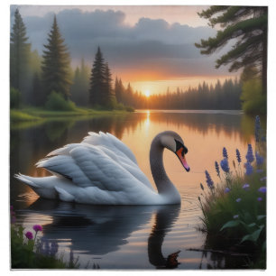 The beautiful swan on the lake is a sight to behol cloth napkin