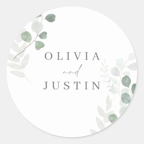 The Beautiful Wedding Green Leaf Elegance Wedding Classic Round Sticker