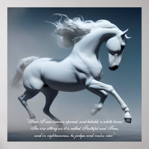 The Beautiful White Horse White Messiah Horse Art Poster