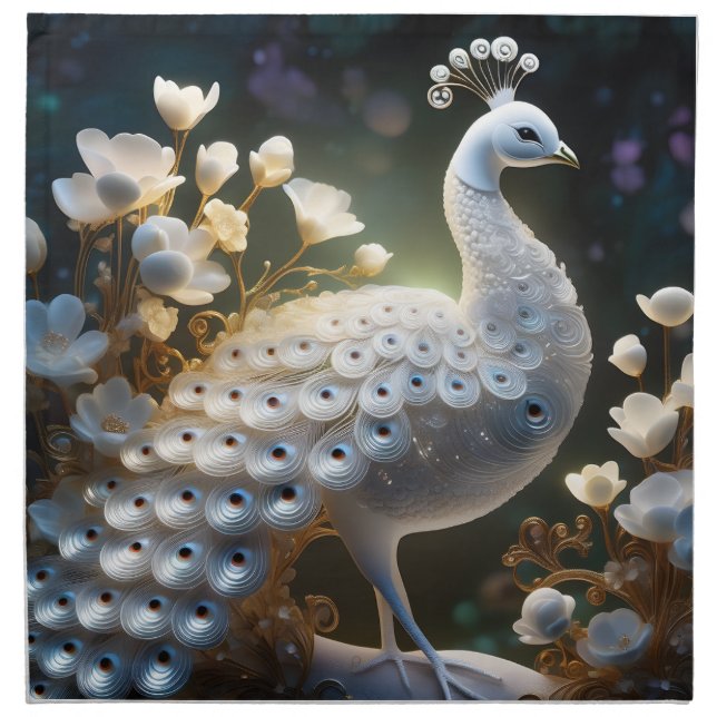 The beautiful white peacock is coalescing luminesc cloth napkin (Front)
