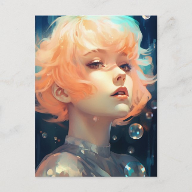 The Beautiful Woman and Bubbles Postcard (Front)