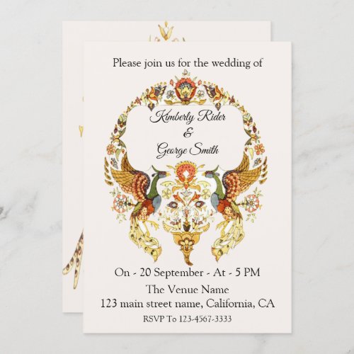 The Beautiful Wreath Of Bird Wedding Invitations