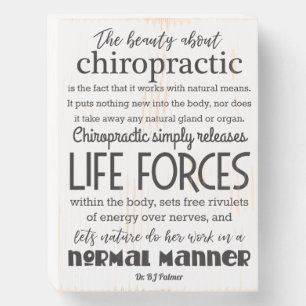 The Beauty About Chiropractic Palmer Quote Wooden  Box Sign