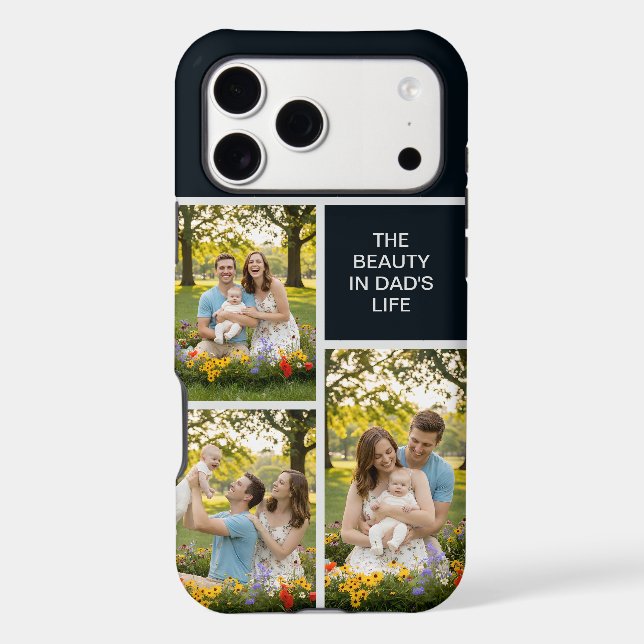 The Beauty in Dad's Life 3 Photo Collage DIY Case-Mate iPhone Case (Back)