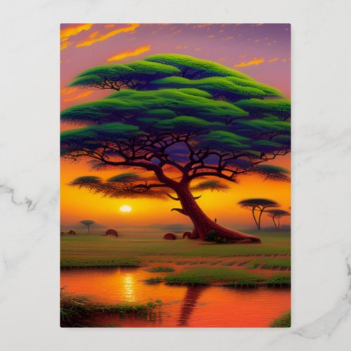 The Beauty of African Landscape Foil Holiday Postcard