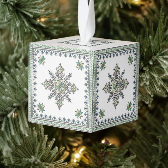 The Beauty of Moroccan Embroidery Cube Ornament (Tree)