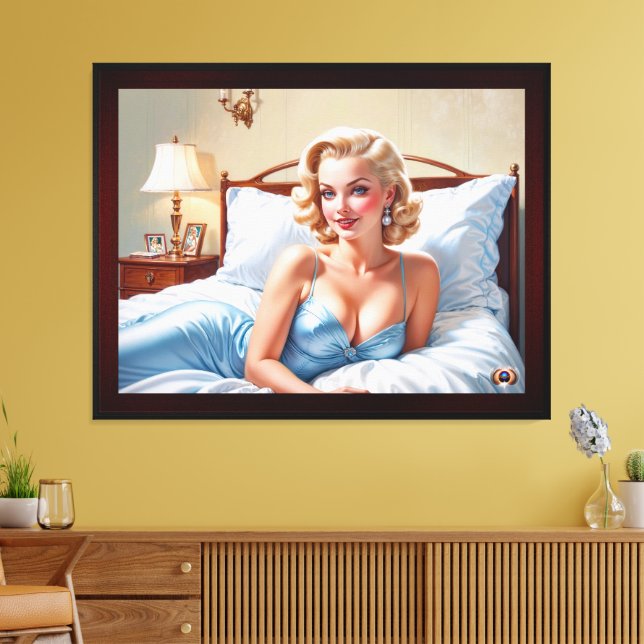 The Bed Is Just Fine AI Concept Art by Xzendor7 Canvas Print (Insitu(LivingRoom))