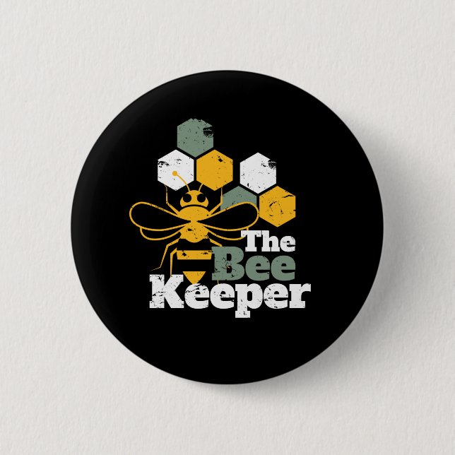 The Bee Keeper Funny Honey Bee Lover Button (Front)