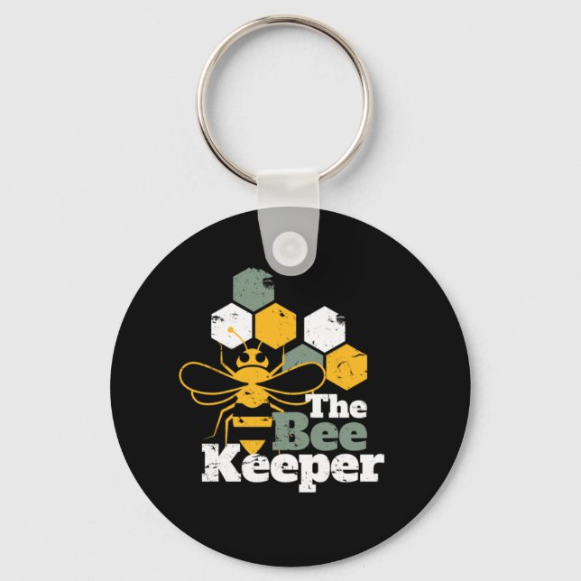 The Bee Keeper Funny Honey Bee Lover Keychain (Front)