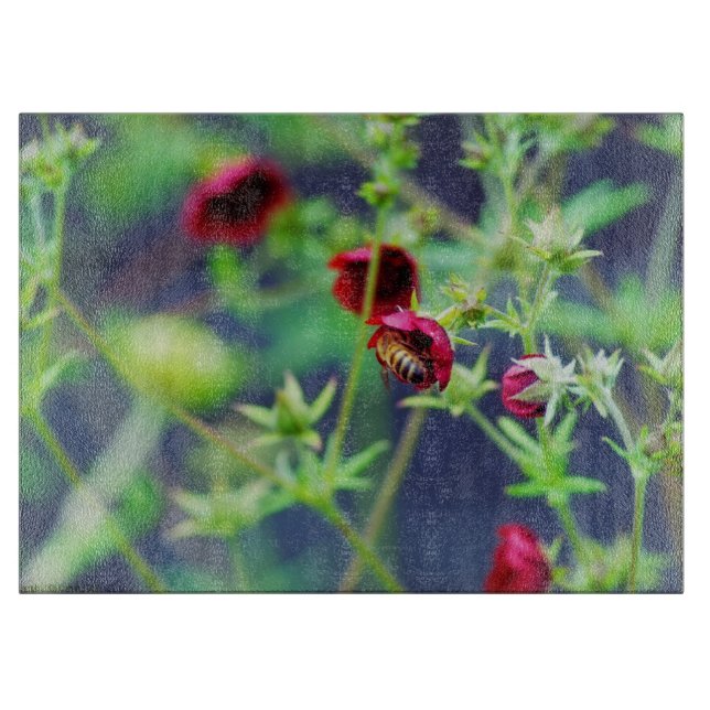 The Bee With the Red Flower Cutting Board (Front)