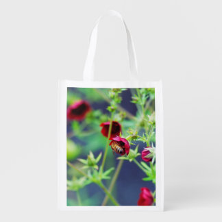 The Bee With the Red Flower Reusable Grocery Bag