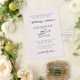 The Beechwood Suite Romantic Script Wedding Letterpress Invitation