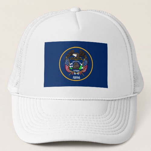 The Beehive State Industry Flag of Utah Trucker Ha Trucker Hat