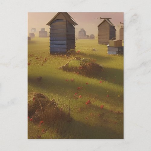 The Beehives Pastoral Art Scene   Postcard