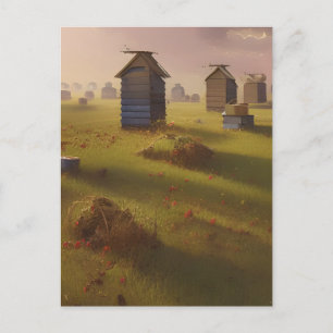 The Beehives Pastoral Art Scene Postcard