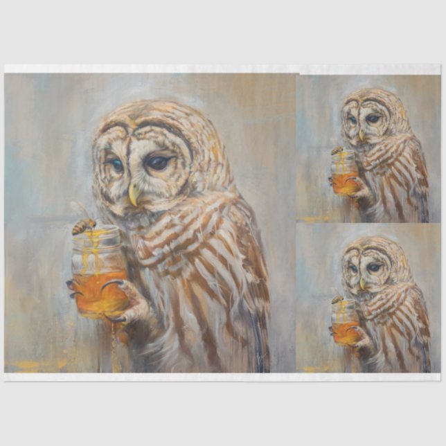 The Beekeeper Owl X3 Decoupage Tissue Paper (Front)