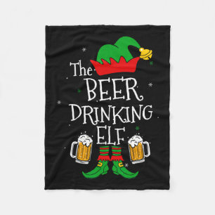 The Beer Drinking Elf Matching Family Drinker Merr Fleece Blanket