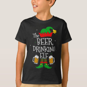The Beer Drinking Elf Matching Family Drinker Merr T-Shirt