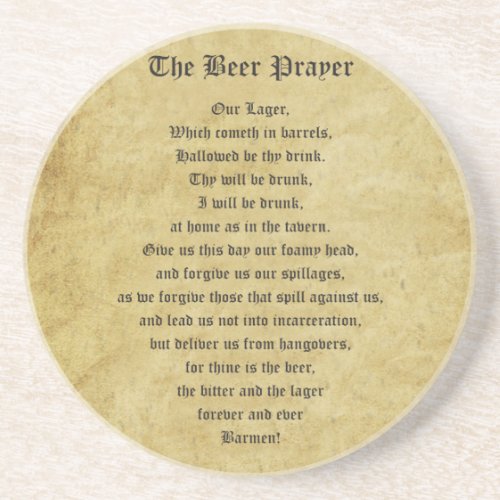 The Beer Prayer Sandstone Coaster