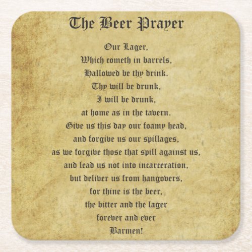 The Beer Prayer Square Paper Coaster
