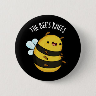 The Bees Knees Funny Bumble Bee Pun Dark BG Button