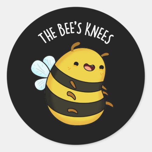 The Bees Knees Funny Bumble Bee Pun Dark BG Classic Round Sticker