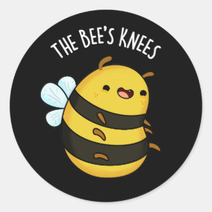The Bees Knees Funny Bumble Bee Pun Dark BG Classic Round Sticker