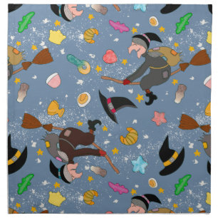 The befana comes at night with the broom pattern cloth napkin