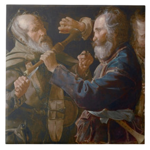 The Beggars' Brawl, c.1625-30 (oil on canvas) Ceramic Tile