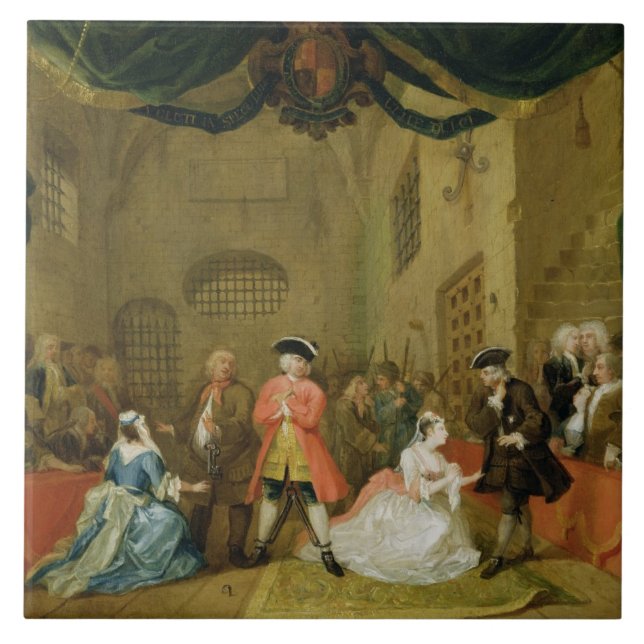 The Beggar's Opera, Scene III, Act XI, 1729 (oil o Tile (Front)