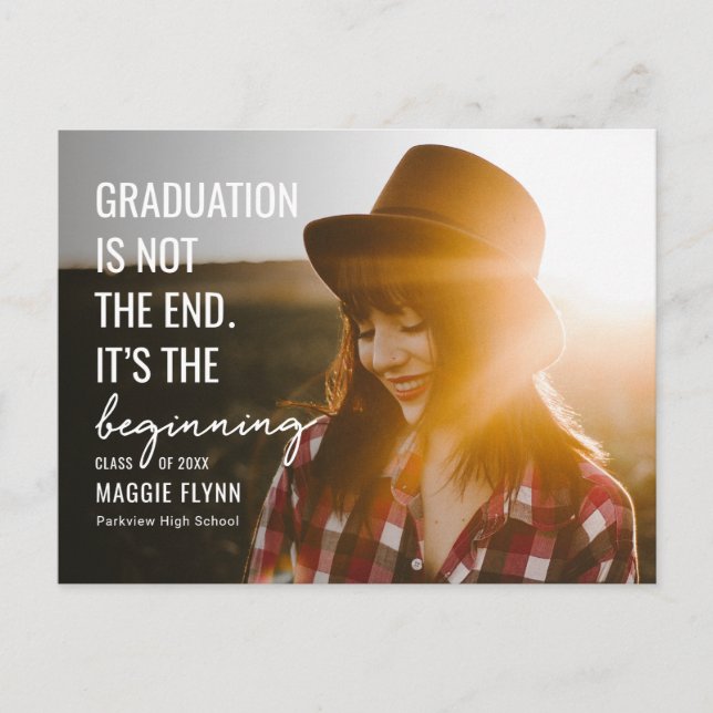 The Beginning Editable Color Graduation Postcard (Front)