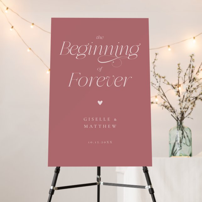 The Beginning of Forever Pink Wedding Foam Board (In Situ (Stand))
