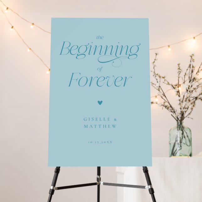 The Beginning of Forever Turquoise Wedding Foam Board (In Situ (Stand))