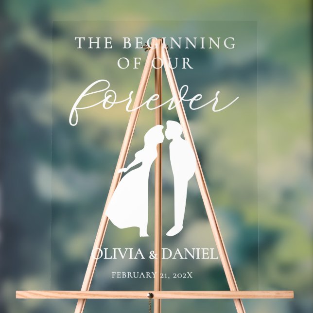 The Beginning of Forever Wedding Welcome Acrylic Sign (Neutral)