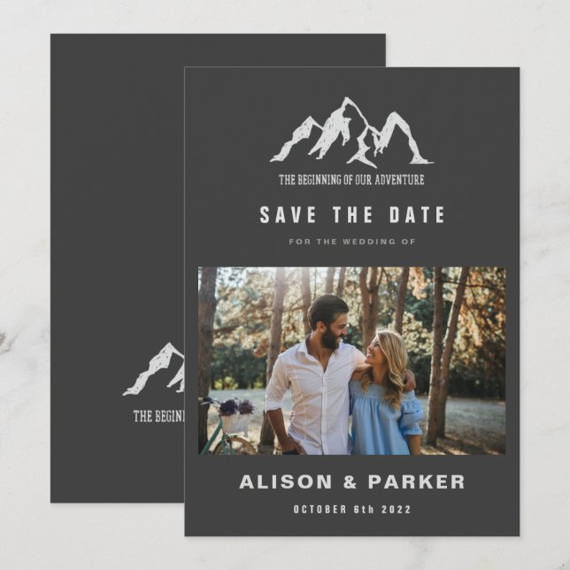 the beginning of our adventure save the date photo invitation (Front/Back)