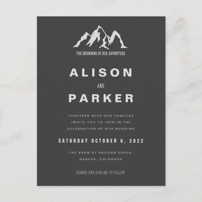 THE BEGINNING OF OUR ADVENTURE-WEDDING INVITATION  POSTCARD (Front)