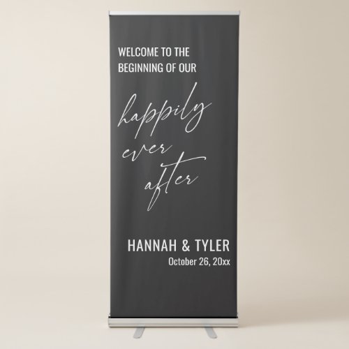 The Beginning of Our Happily Ever After Black Retractable Banner