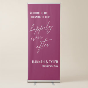 The Beginning of Our Happily Ever After Cabernet Retractable Banner