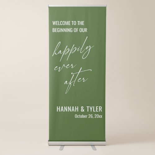 The Beginning of Our Happily Ever After Green Retractable Banner