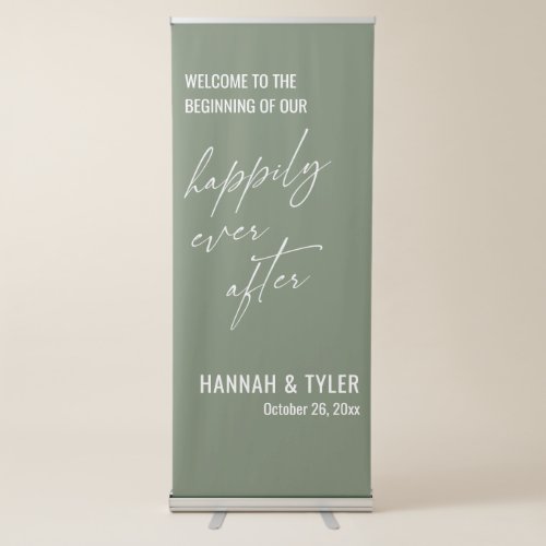 The Beginning of Our Happily Ever After Olive Retractable Banner