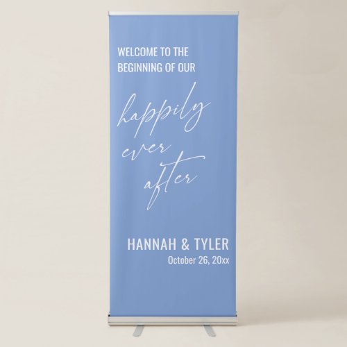 The Beginning of Our Happily Ever After Periwinkle Retractable Banner