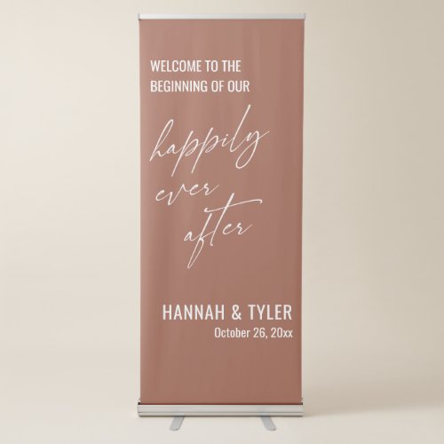 The Beginning of Our Happily Ever After Terracotta Retractable Banner