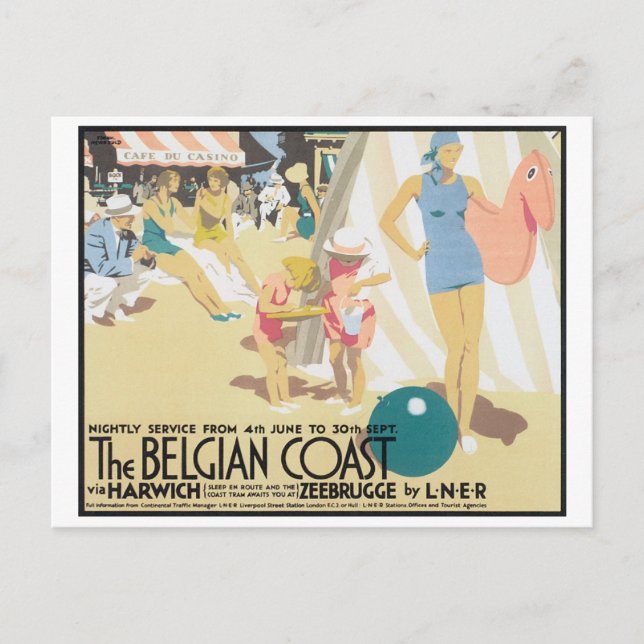 The Belgian Coast Travel Poster Postcard (Front)